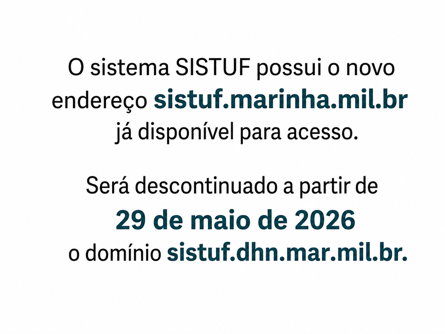 Novo endereço do SisTUF